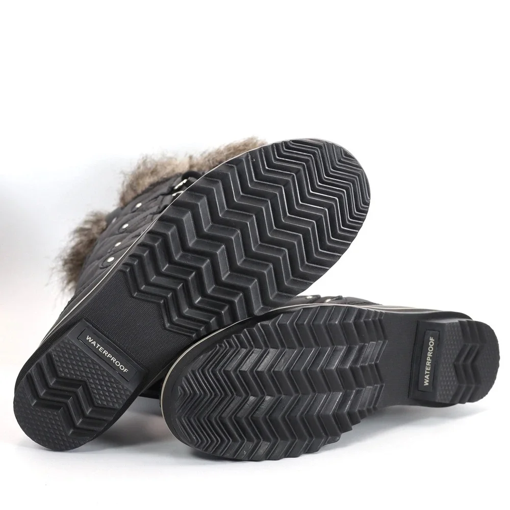 Sorel Tofino II NEW Women 10 Black Quilted Waterproof Faux Fur Winter Snow Boots